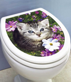 Toalettdekor katt